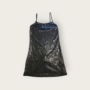 Vintage Y2k early 2000s Forever 21 Black sequin long and lean camisole tank top